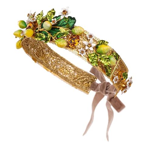 gold fascinator tiara dolce gabbana|Dolce & Gabbana Floral Diadem Headband Fascinator.